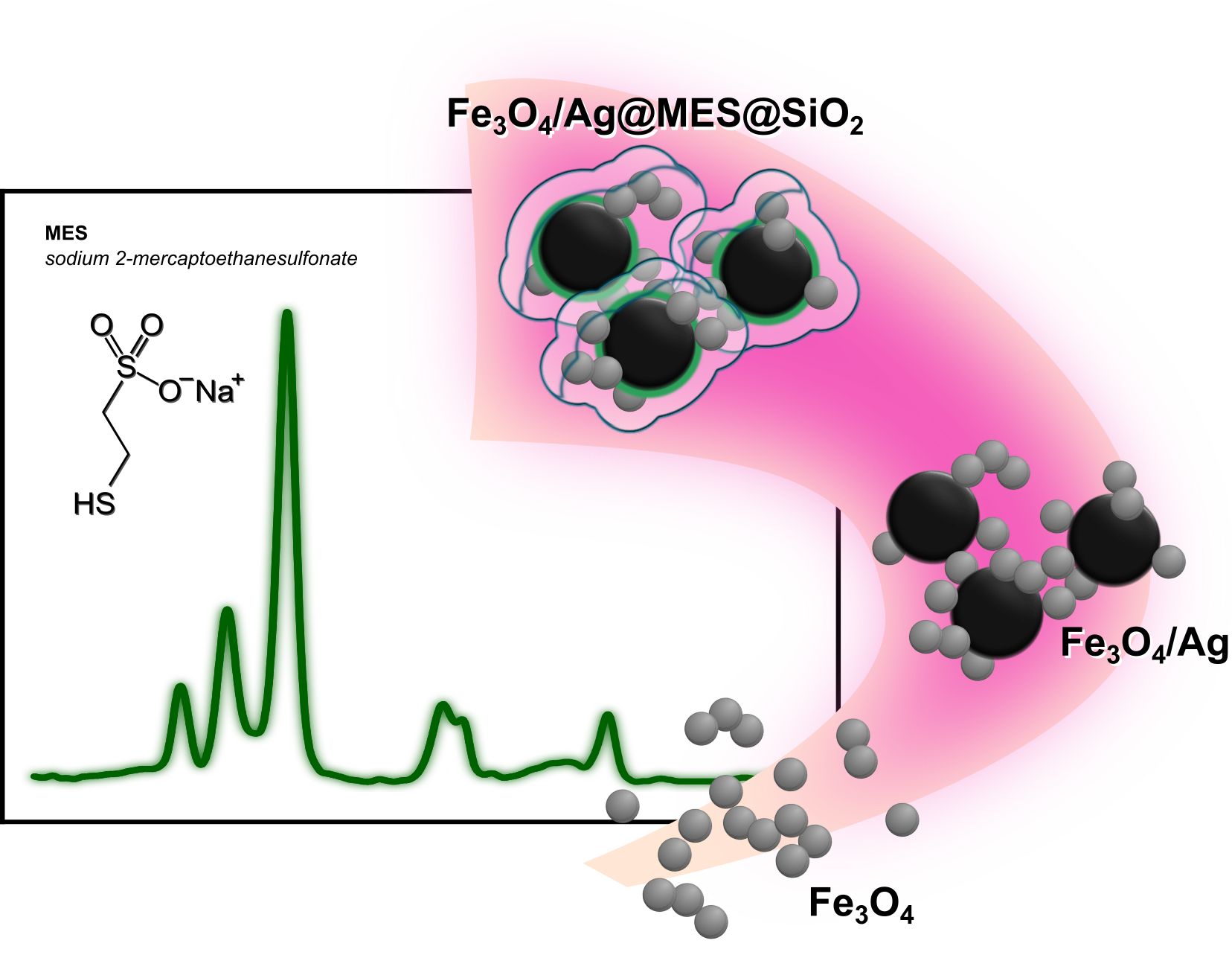 Reduced Self-Aggregation and Improved Stability of Silica-Coated Fe3O4/Ag SERS-Active Nanotags Functionalized With 2-Mercaptoethanesulfonate